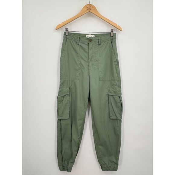 Abercrombie & Fitch Cargo Jogger Parachute Pants in Sage Green Sz Small Utility - Picture 2 of 9